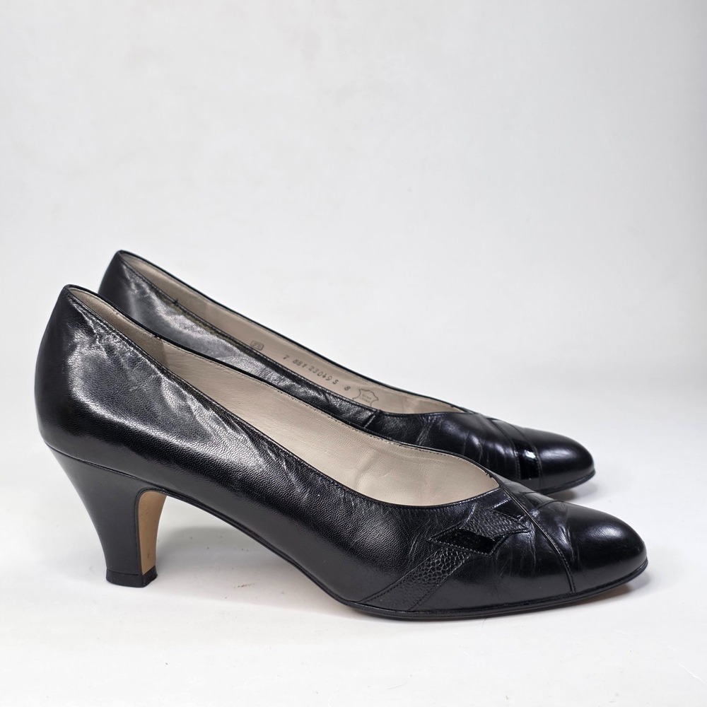 Ladies Gabor Chic Women's Heelsā Size 5.5 Black Leather Classic Shoes Vintage
